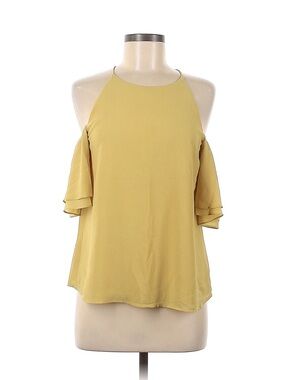 Women's Cold-Shoulder Halter Top - Mustard Yellow